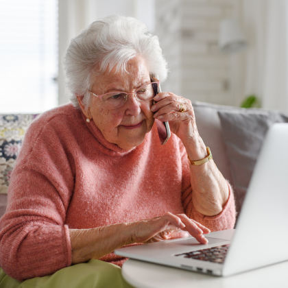Elderly women on the phone.