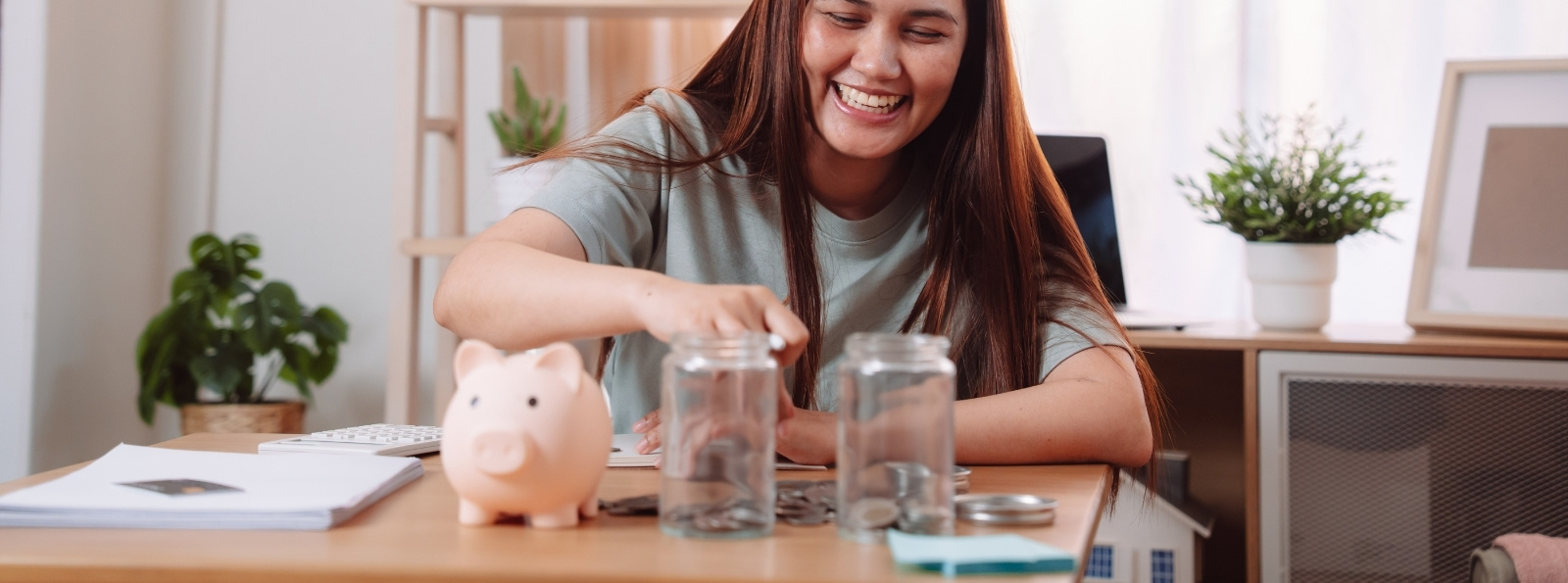 Girl and her piggy bank